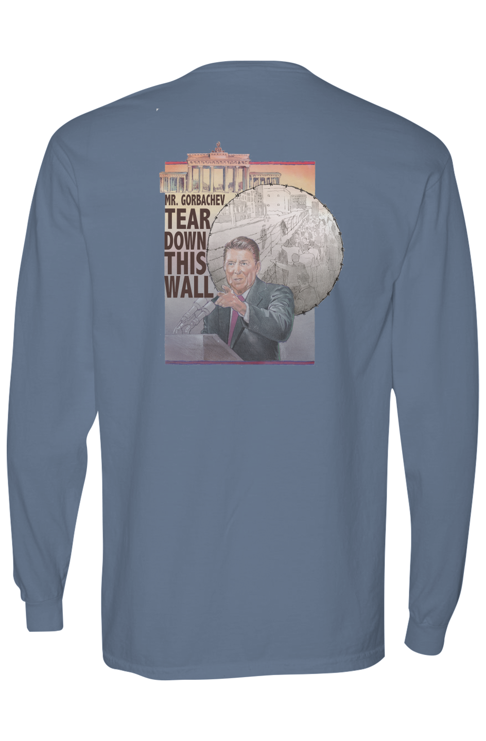 The Reagan Tee — Blue Jean long sleeve, back view